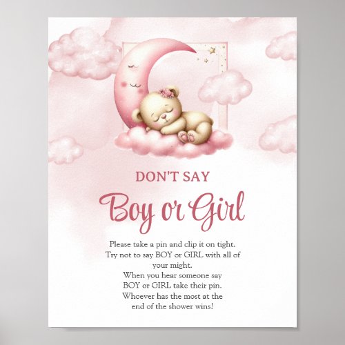 Cute teddy bear cloud nine Dont Say Boy or Girl Poster
