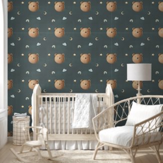 Cute Teddy Bear Clouds Davy Grey Dreamy Nursery 
