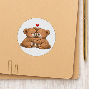 Cute Teddy Bear Couple in Love – Embroidered Style Patch