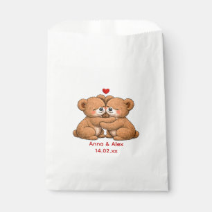 Cute Teddy Bear Couple Wedding Favor Bag