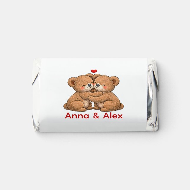 Cute Teddy Bear Couple Wedding Favours Hershey's Miniatures (Front)