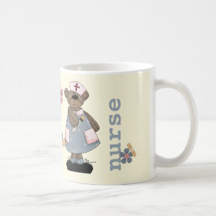 Cute Teddy Bear Custom Name Gift Mug for Nurse