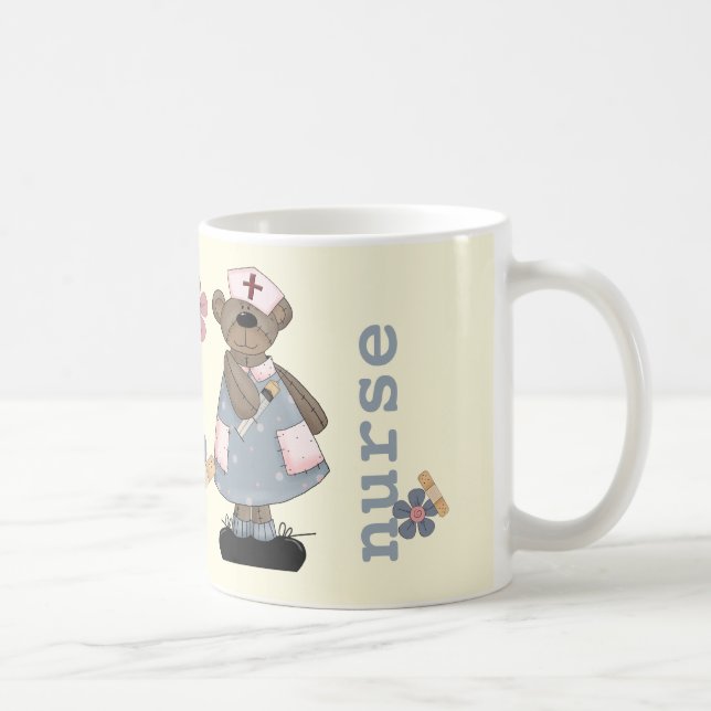 Cute Teddy Bear Custom Name Gift Mug for Nurse (Right)