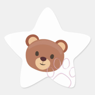 Cute Teddy Bear Design On Star Sticker