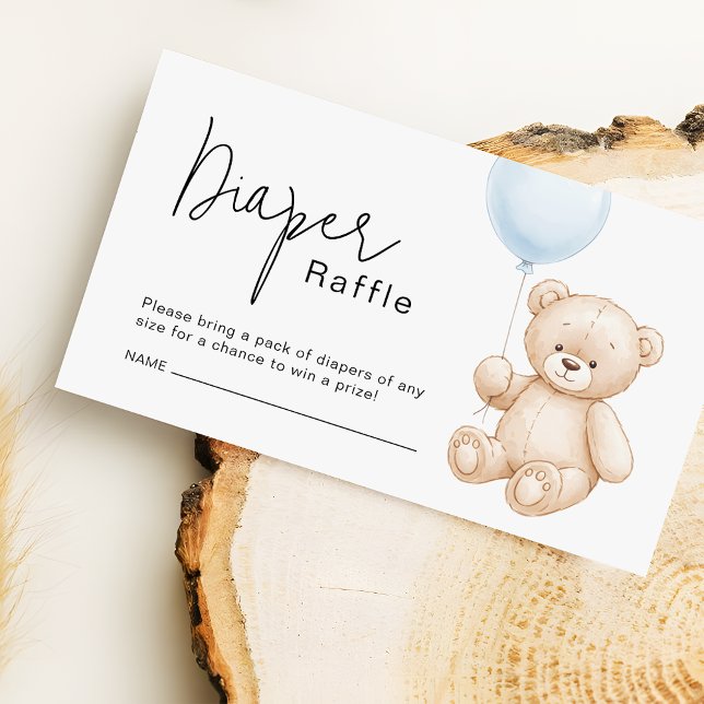 Cute Teddy Bear Diaper Raffle Ticket Enclosure Card (Creator Uploaded)