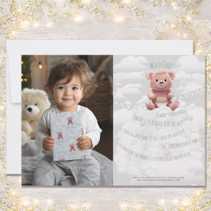 cute teddy bear diapers "Wild One" First Birthday Invitation