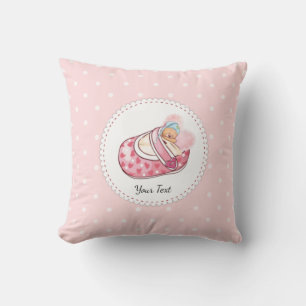 Cute Teddy Bear Dots Pattern Pink Throw Pillow