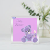 Cute Teddy Bear Double Sided Baby Shower Invitation (Standing Front)
