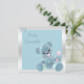Cute Teddy Bear Double Sided Baby Sprinkle Invitation (Standing Front)