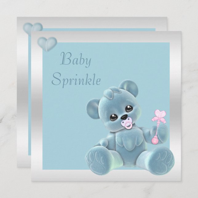 Cute Teddy Bear Double Sided Baby Sprinkle Invitation (Front/Back)