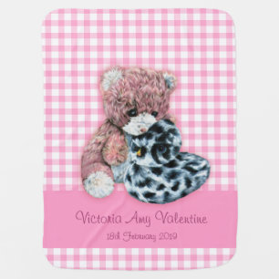 Cute teddy bear duck drawing pink custom blanket