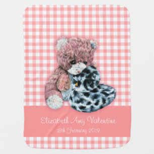 Cute teddy bear duck drawing pink custom blanket