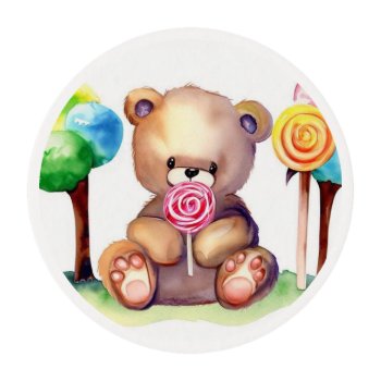 Cute Teddy Bear Edible Frosting Round by Visages at Zazzle