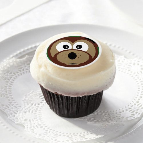 Cute Teddy Bear Face  Cupcake Toppers Edible Frosting Rounds
