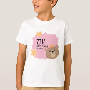 Cute Teddy Bear Face Kids Custom Beary Birthday T-Shirt