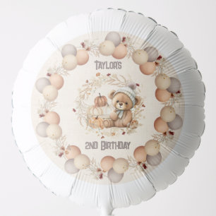 Cute Teddy Bear Fall 2nd Birthday Balloon