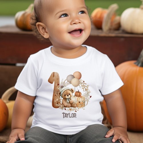 Cute Teddy Bear Fall Beary 1st Birthday T_shirt