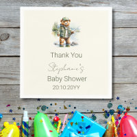 Cute Teddy Bear Fisherman Reel Excited Baby Shower
