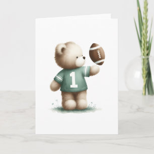 Cute Teddy Bear Football Player Blank Greeting Card