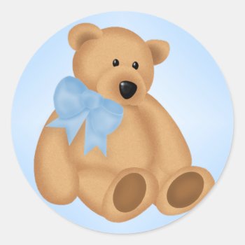 Cute Teddy Bear  For Baby Boy Classic Round Sticker by esoticastore at Zazzle