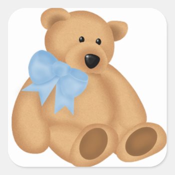 Cute Teddy Bear  For Baby Boy Square Sticker by esoticastore at Zazzle