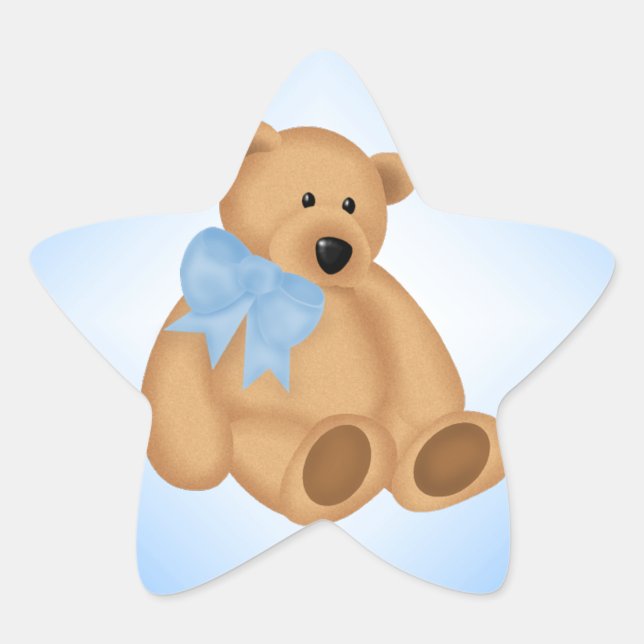 Cute Teddy Bear, For Baby Boy Star Sticker (Front)