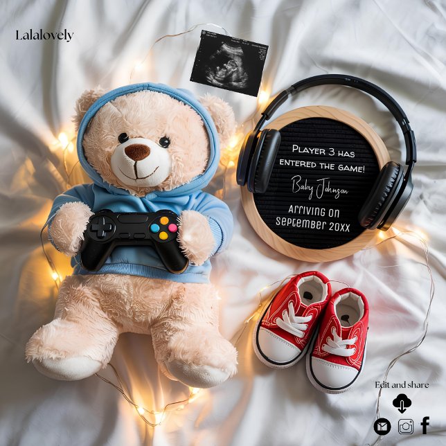Cute teddy bear Gamer Pregnancy Announcement  (Creator Uploaded)