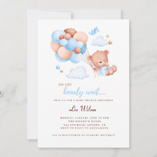 Cute teddy bear gender neutral baby shower invitat invitation