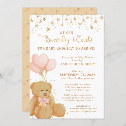 Cute Teddy Bear Gender Neutral Baby Shower Invitation