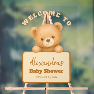 Cute Teddy Bear Gender Neutral Baby Shower Welcome Acrylic Sign