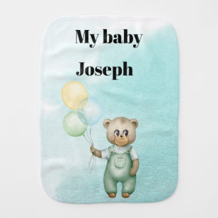 cute teddy bear green wallpaper baby burp cloth