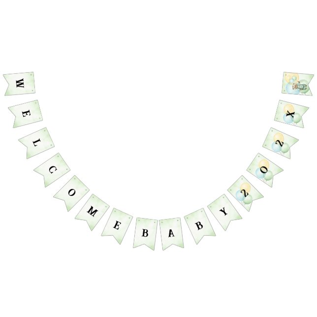 Cute teddy bear green wallpaper bunting flags (All)