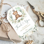 Cute Teddy Bear Greenery Gold Eucalyptus Wreath Gift Tags<br><div class="desc">This adorable favour tag features a sweet teddy bear holding a cute sage green balloon adorned with elegant eucalyptus greenery wreath.</div>
