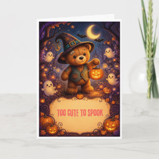 cute teddy bear Halloween card