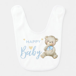 Cute Teddy Bear Happy Baby Shower Baby Bib