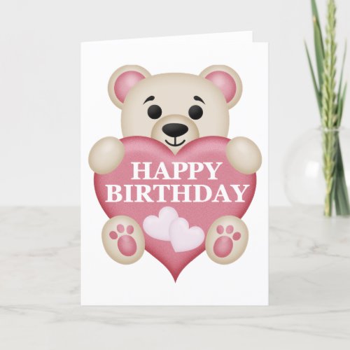 Cute Teddy Bear _ Happy Birthday Holiday Card