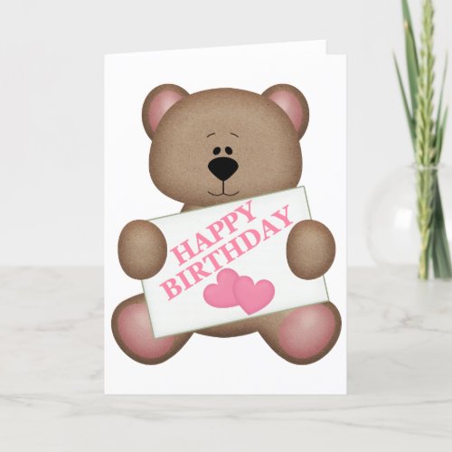 Cute Teddy Bear _ Happy Birthday Holiday Card