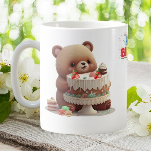 Cute Teddy Bear Happy Birthday Personalized Coffee Mug