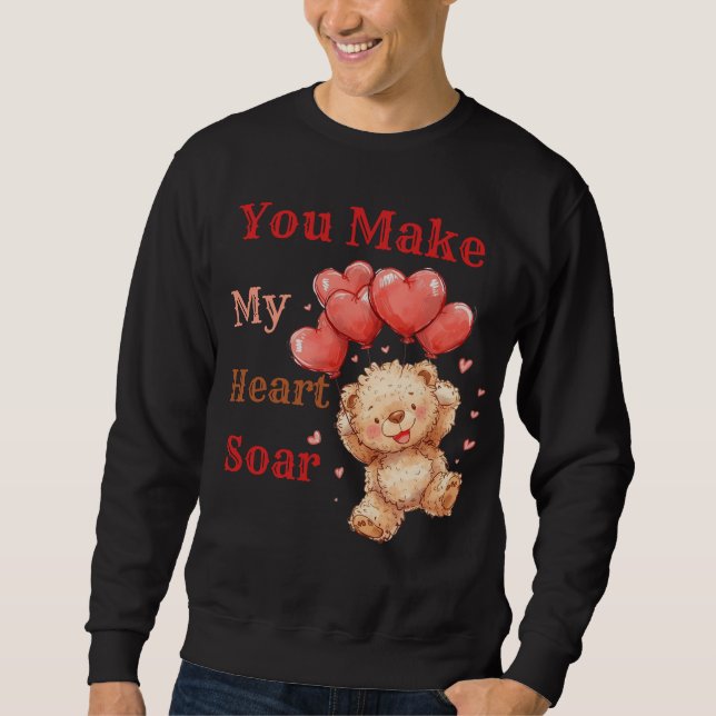 Cute Teddy Bear Heart Balloons Sweatshirt (Front)