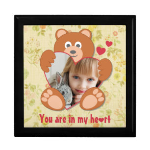 Cute Teddy Bear Heart Photo Valentine Love Gift Box