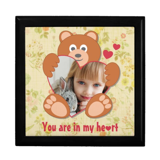 Cute Teddy Bear Heart Photo Valentine Love Gift Box (Front)