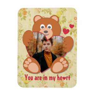 Cute Teddy Bear Heart Photo Valentine Love Magnet