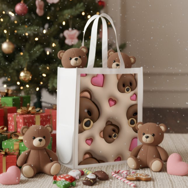 Cute Teddy Bear & Hearts Gift Bag (Creator Uploaded)