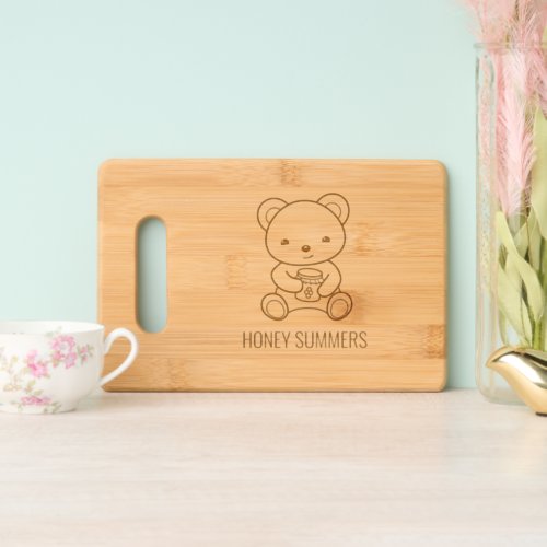 Cute Teddy Bear Holding a Honey Jar Cutting Board