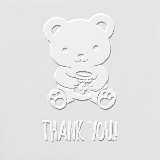 Cute Teddy Bear Holding a Honey Jar Thank You Embosser