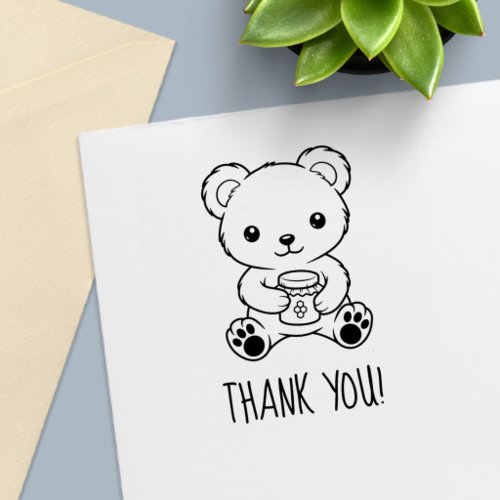 Cute Teddy Bear Holding a Honey Jar Thank You Self-inking Stamp