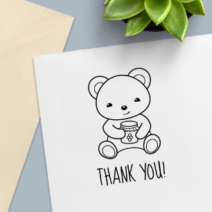 Cute Teddy Bear Holding a Honey Jar Thank You Self-inking Stamp