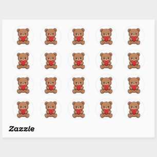 Cute Teddy Bear Holding a Red Heart Sticker - Ado