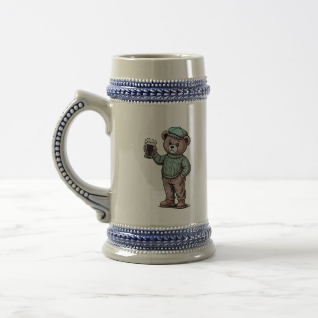 Cute Teddy Bear Holding Beer Stein (Left)