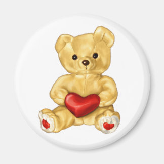 Cute Teddy Bear Holding Heart – Adorable Plush Toy Magnet